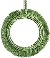 Vista 1 de Espejo de pared de macramé con flecos redondos para dormitorio, apartamento, entradas, decoración del hogar, espejo de pared