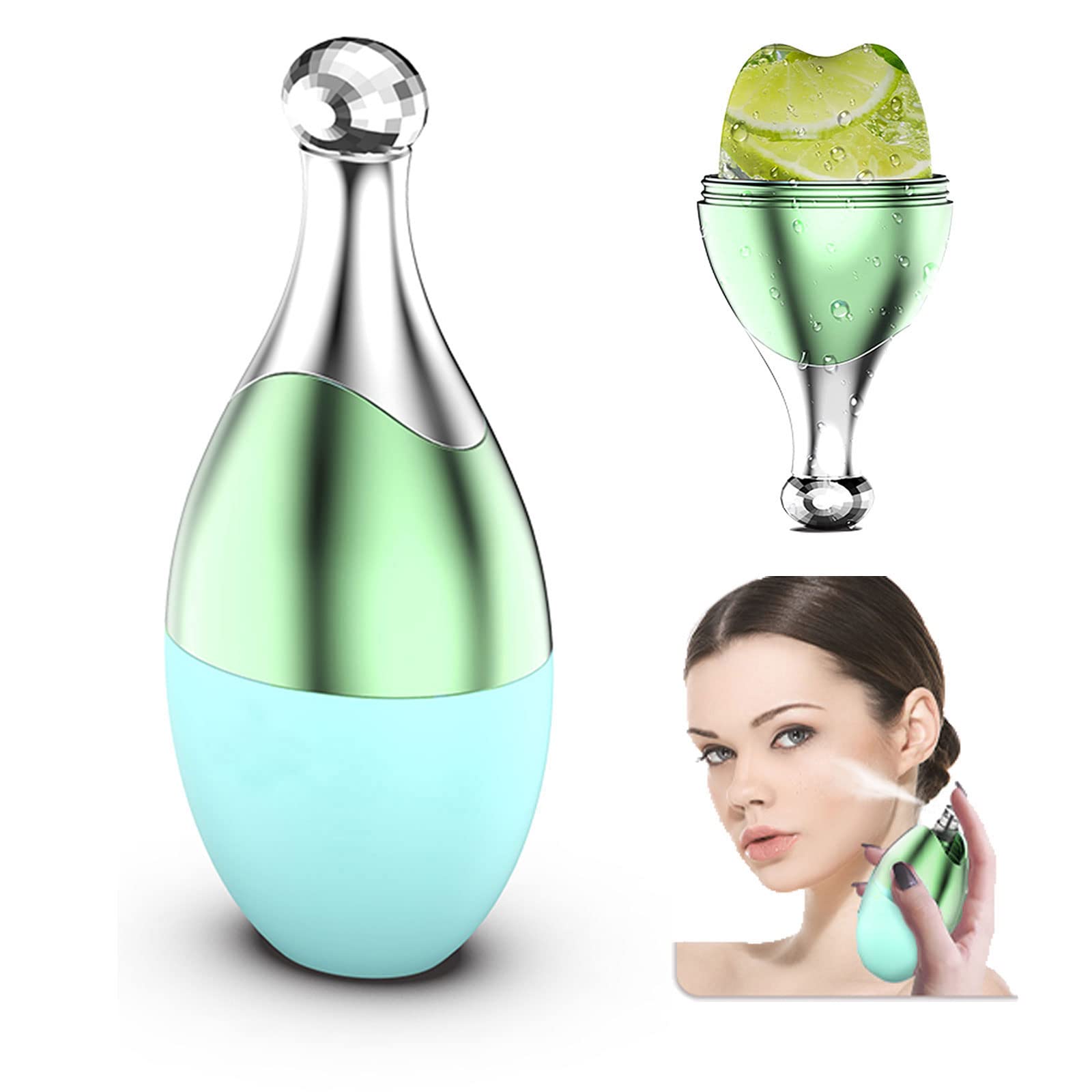 Cube Ice Roller for Face and Eye, 2 in 1 Ice Roller with Sprayer, Facial Beauty Ice Roller Skin Care Tools, Relieve Fine Lines, Shrink Pores, Reduce Acne, Brightens Skin, Enhancer skin elasticity