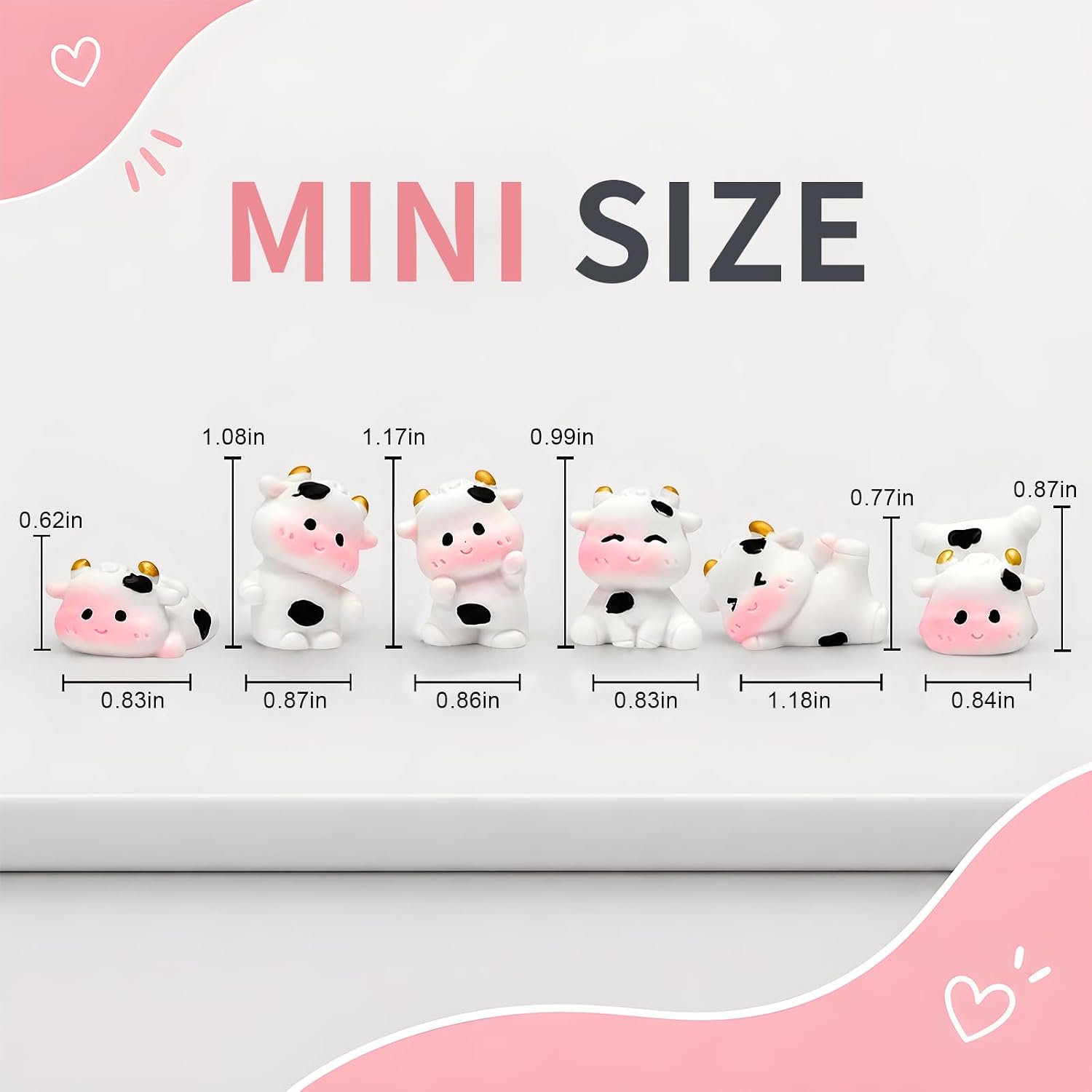 6PCS Mini Cows Car Decoration, Cow Auto Dashboard Mirror Ornament image 2