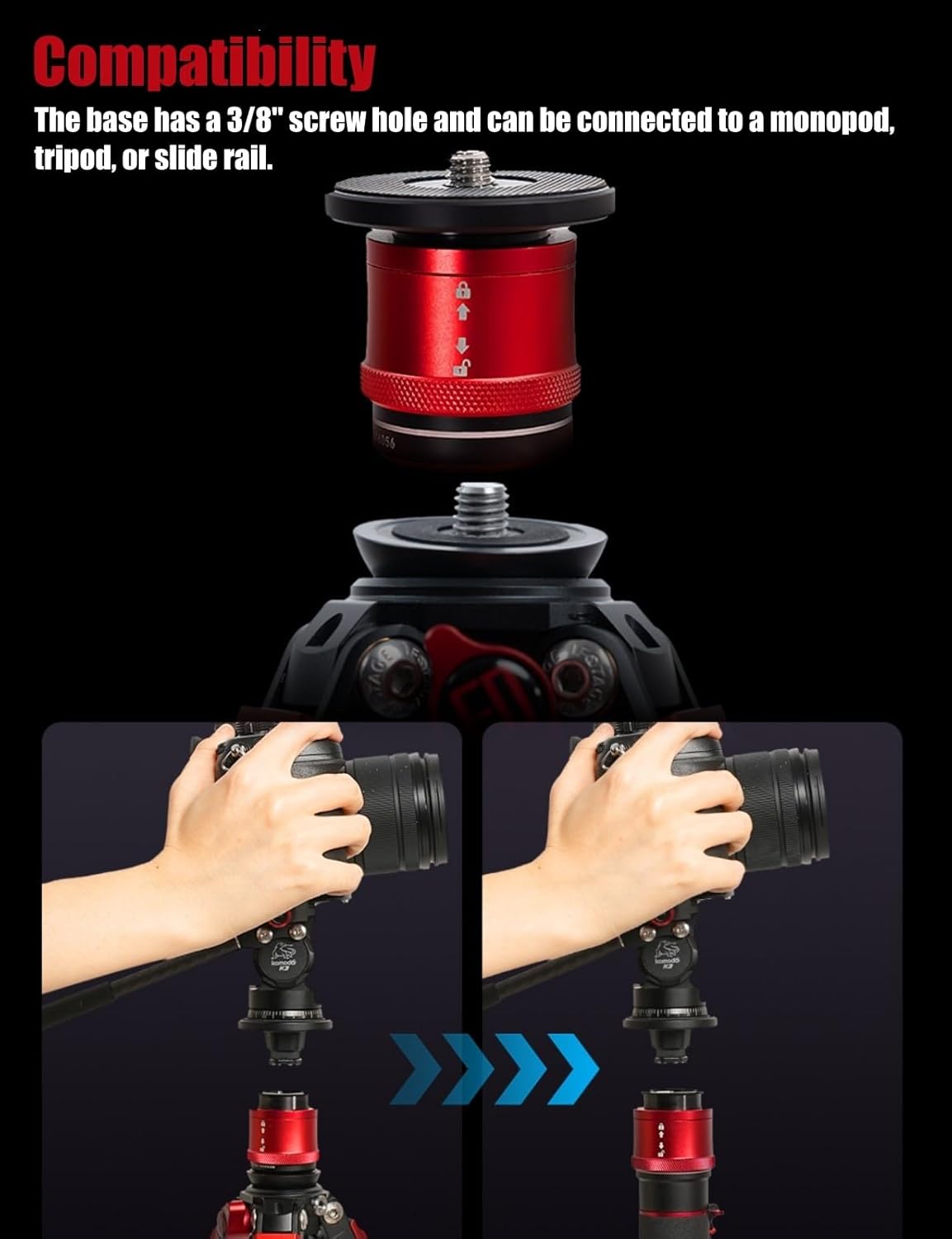 IFOOTAGE Quick Release Plate Camera Mount,Quick Release Tripod Monopod Mount with 1/4" & 3/8" Screw, Universal for Most Monopods/Tripods/Sliders