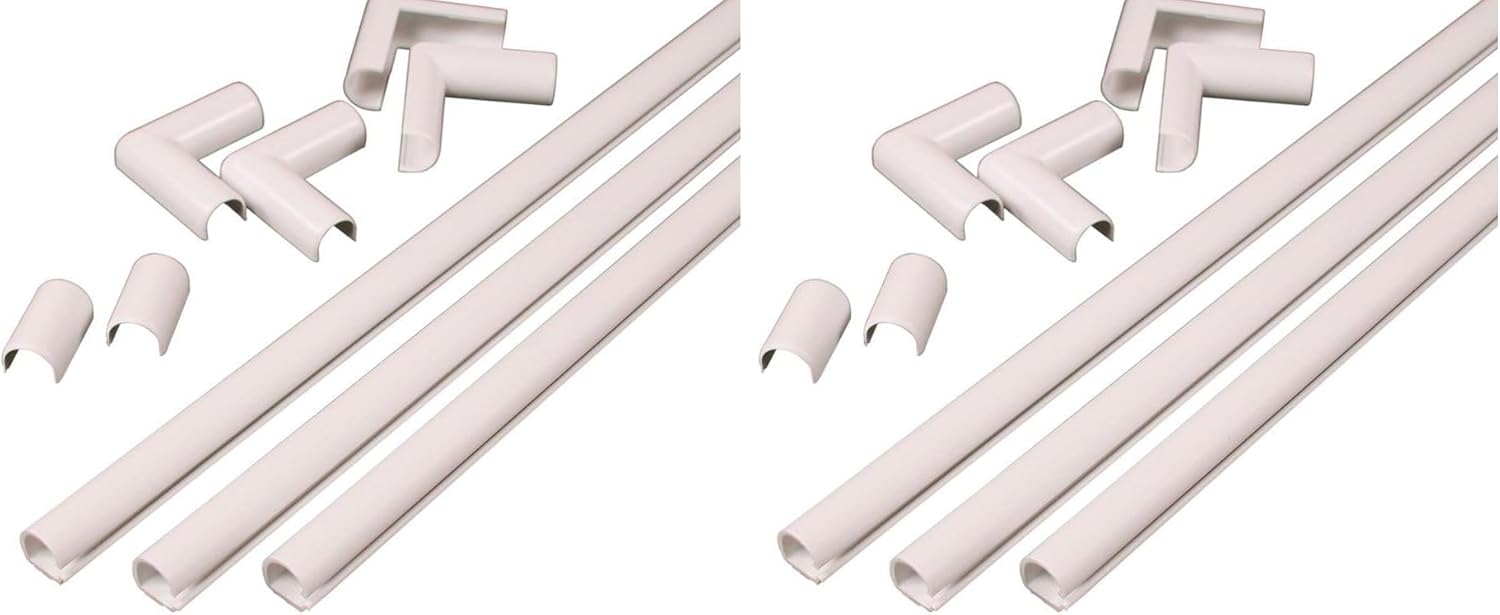 Wiremold Cable Management Kit, Cordmate, Cord Organizer and Hider, Cord Cover, Concealer, and Protector for Wall, White, Single Cord, C110 (Pack of 2)