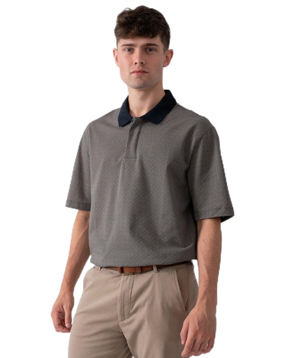 Armani Exchange Mens AOP Logo Pattern Polo Shirt