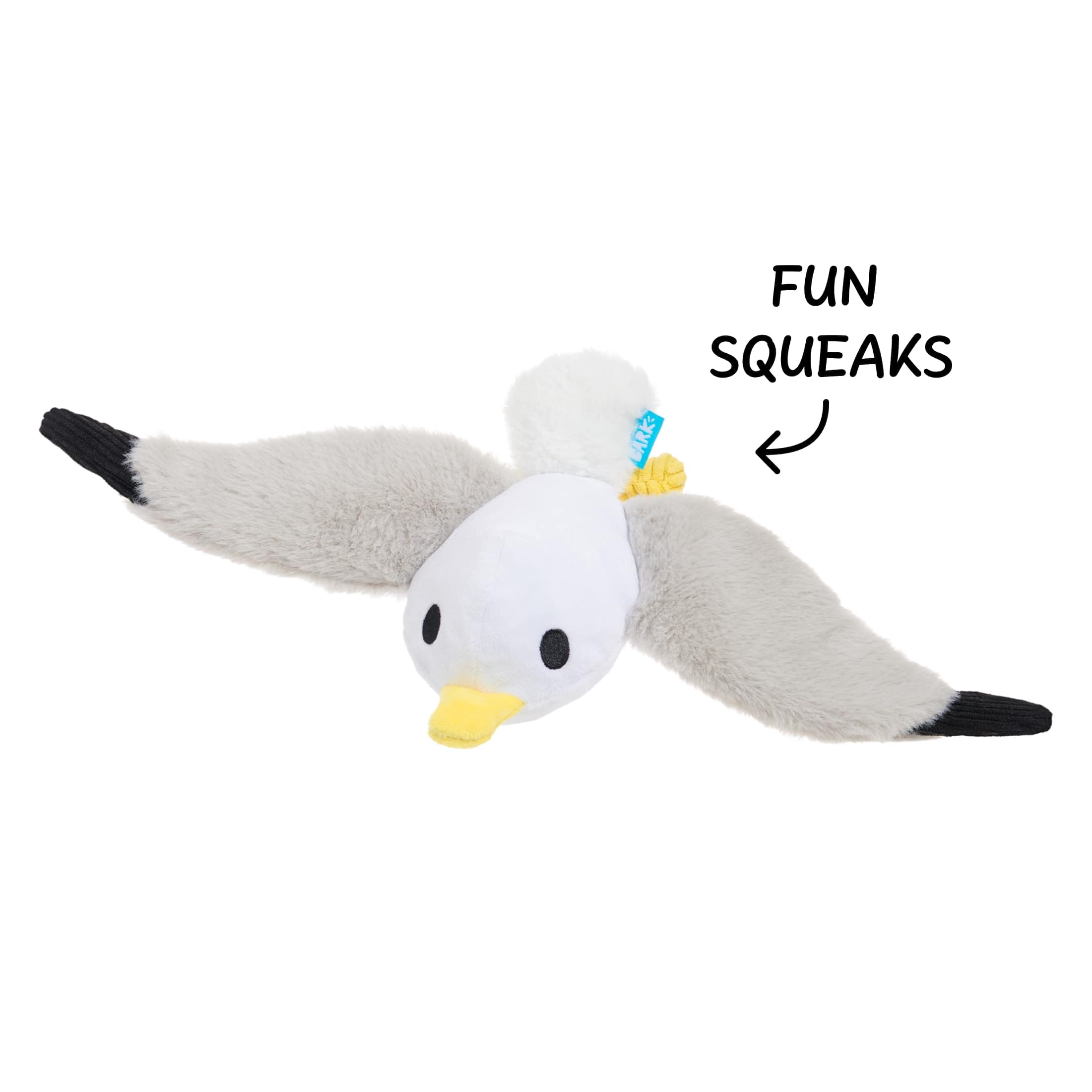 BARK Dog Toy Sully The Gully Squeaky Toy For Dogs, Plush Seagull Crazy Crinkle, Whip-N-Flip Wings For Thrash Play - Image 2