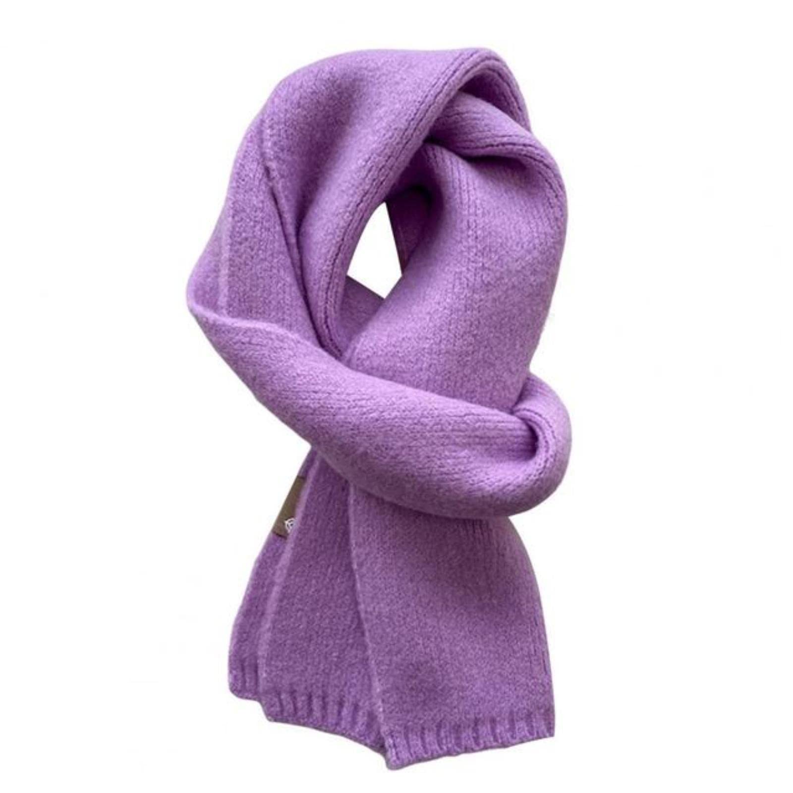 Fashion Solid Warm Cashmere Scarf for Women Winter Design Knitted Neckercheif Thick Woolen Yarn Shawl Neck Wrap