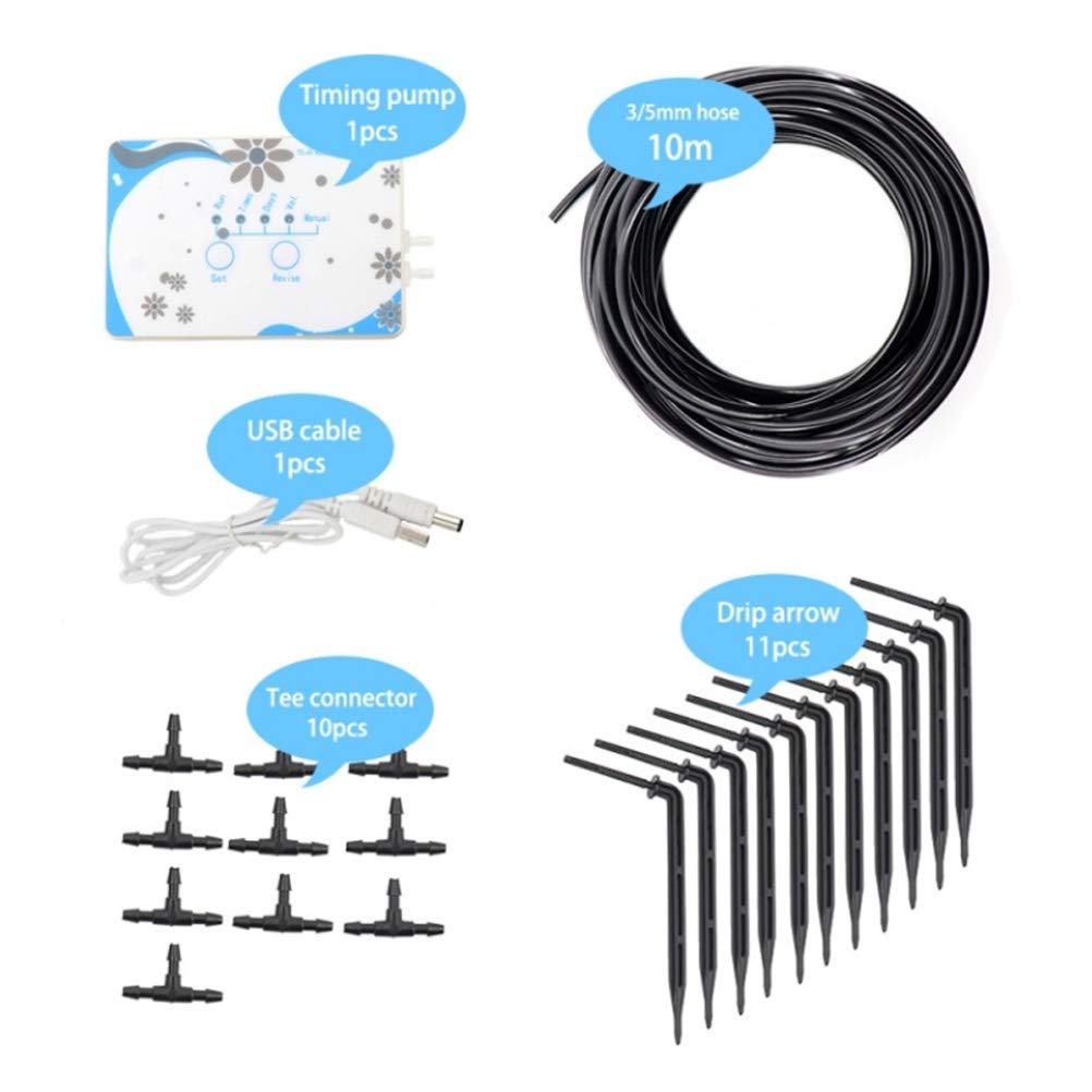 Kit de Riego Automático por Goteo, de Riego Automático para Plantas en Macetas, Batería de Litio Recargable con Flechas de Goteo, Regadera de Plantas de Vacaciones para Jardín y Patio