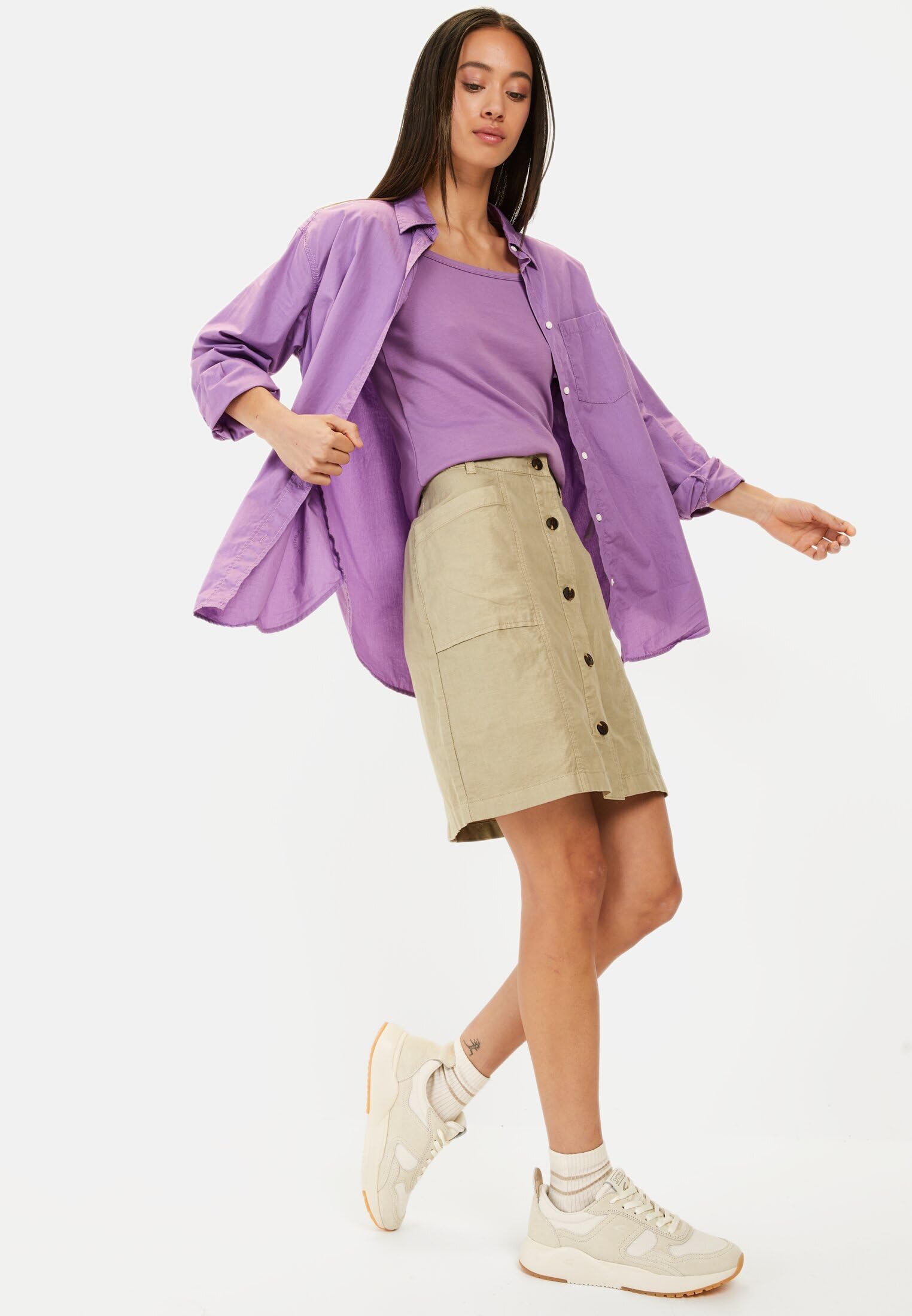camel active Damen Rock aus einem Leinenmix