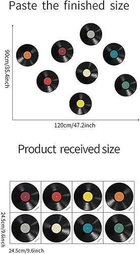 Miniatura 6 de 8 calcomanías de pared para discos de vinilo, 9.6 pulgadas, cubierta de álbum de CD, despegar y pegar, decoración de dormitorio para el hogar,