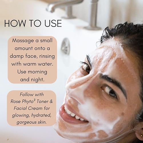 Miniatura 7 de Peak Scents Limpiador facial orgánico suave, lavado facial natural con Rose Phyto - Limpiador suave hidratante, ideal para mujeres, lavado facial