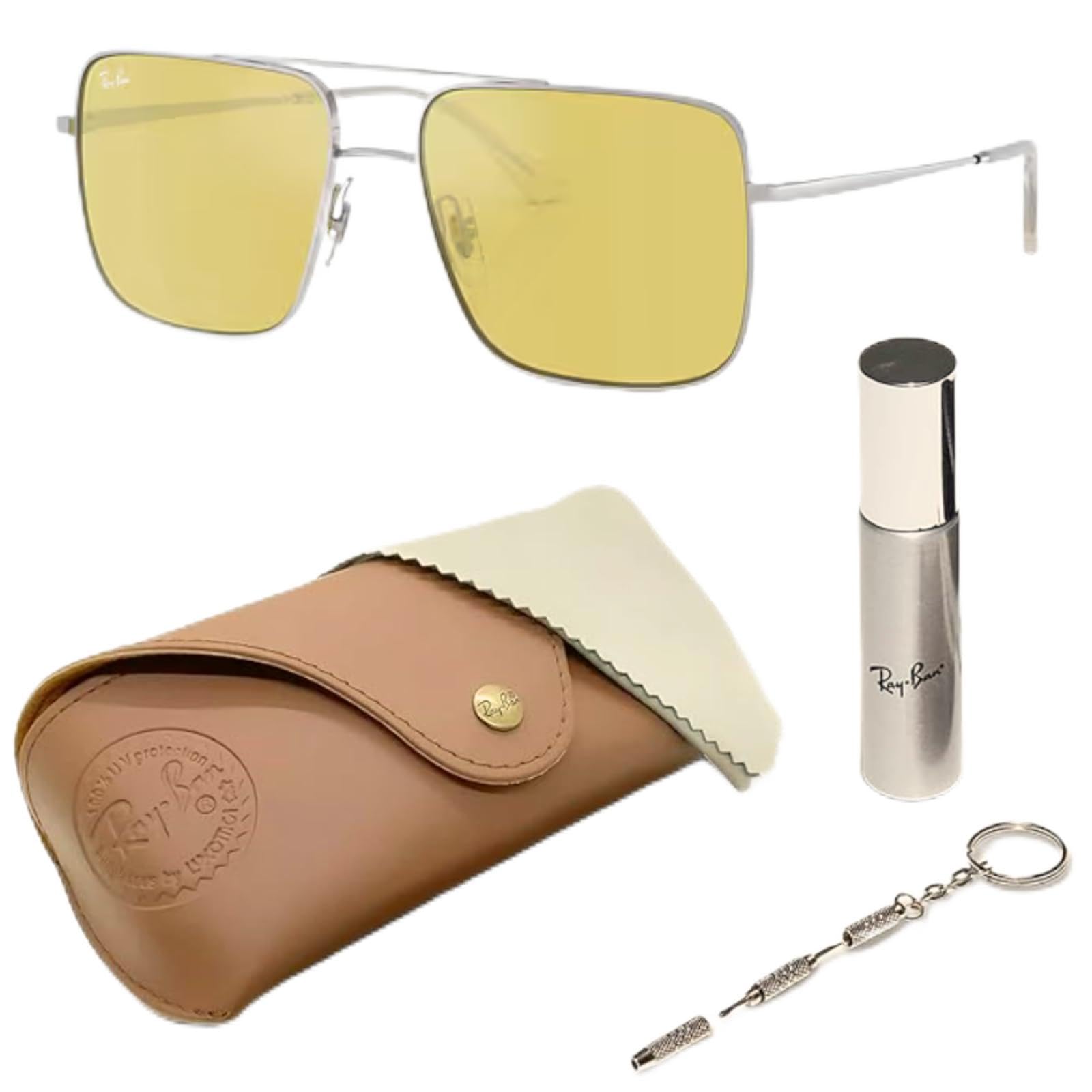 Ray-Ban RB3758 ARI BIO BASED quadratische Sonnenbrille für Damen und Herren mit offiziellem Rayban Brillen-Set