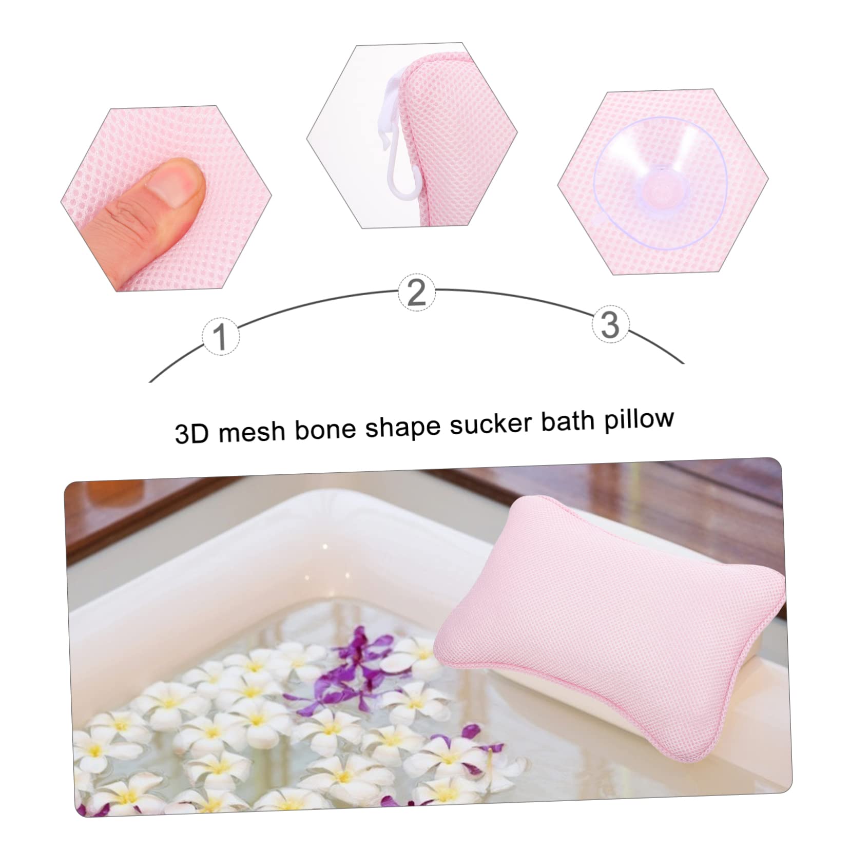 FRCOLOR 2pièces Oreiller De Bain Maille Respirante avec Ventouses Confort Pratique pour Spa Et