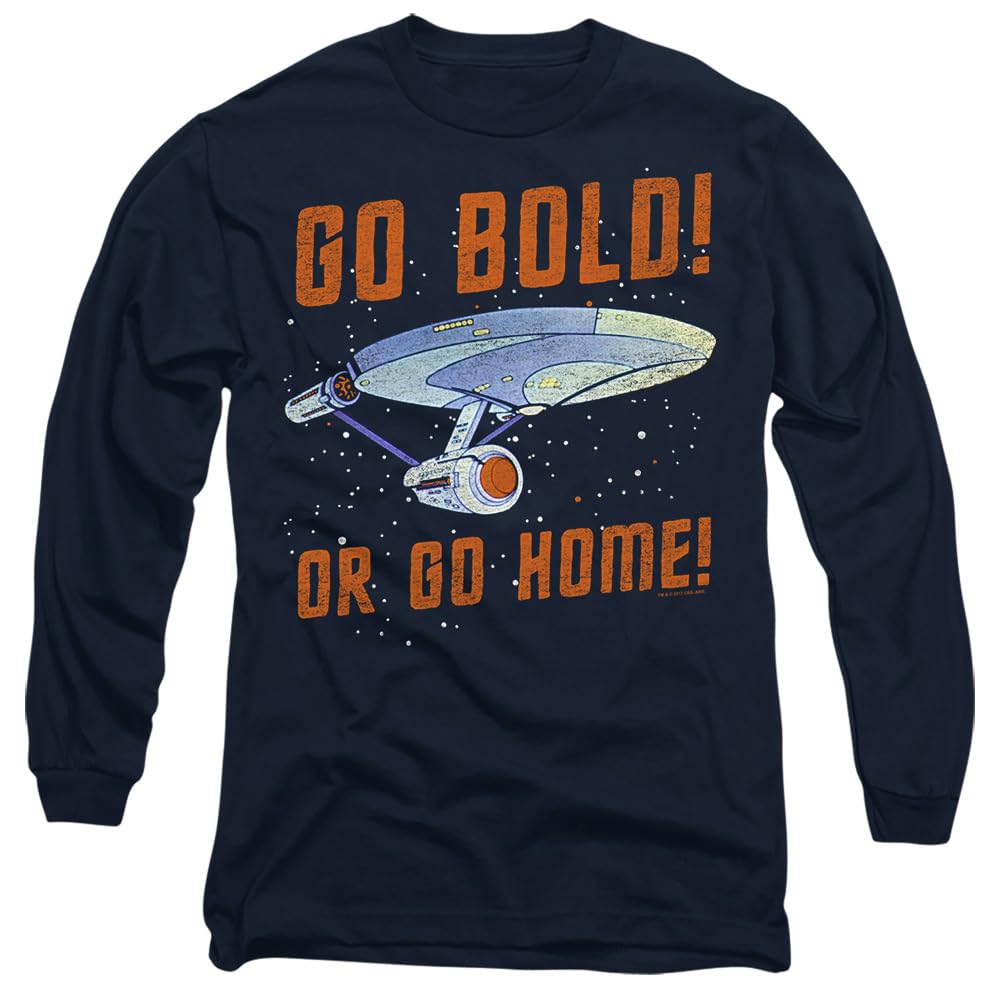 Star Trek Go Bold Mens Long Sleeve T Shirt, Navy, Small