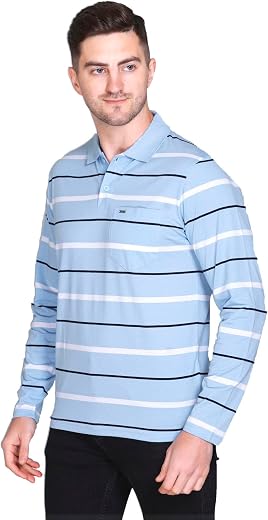 GODFREY Full Sleeve Cotton Polo T Shirt for Man with Pocket - Men Tshirts Regular Fit