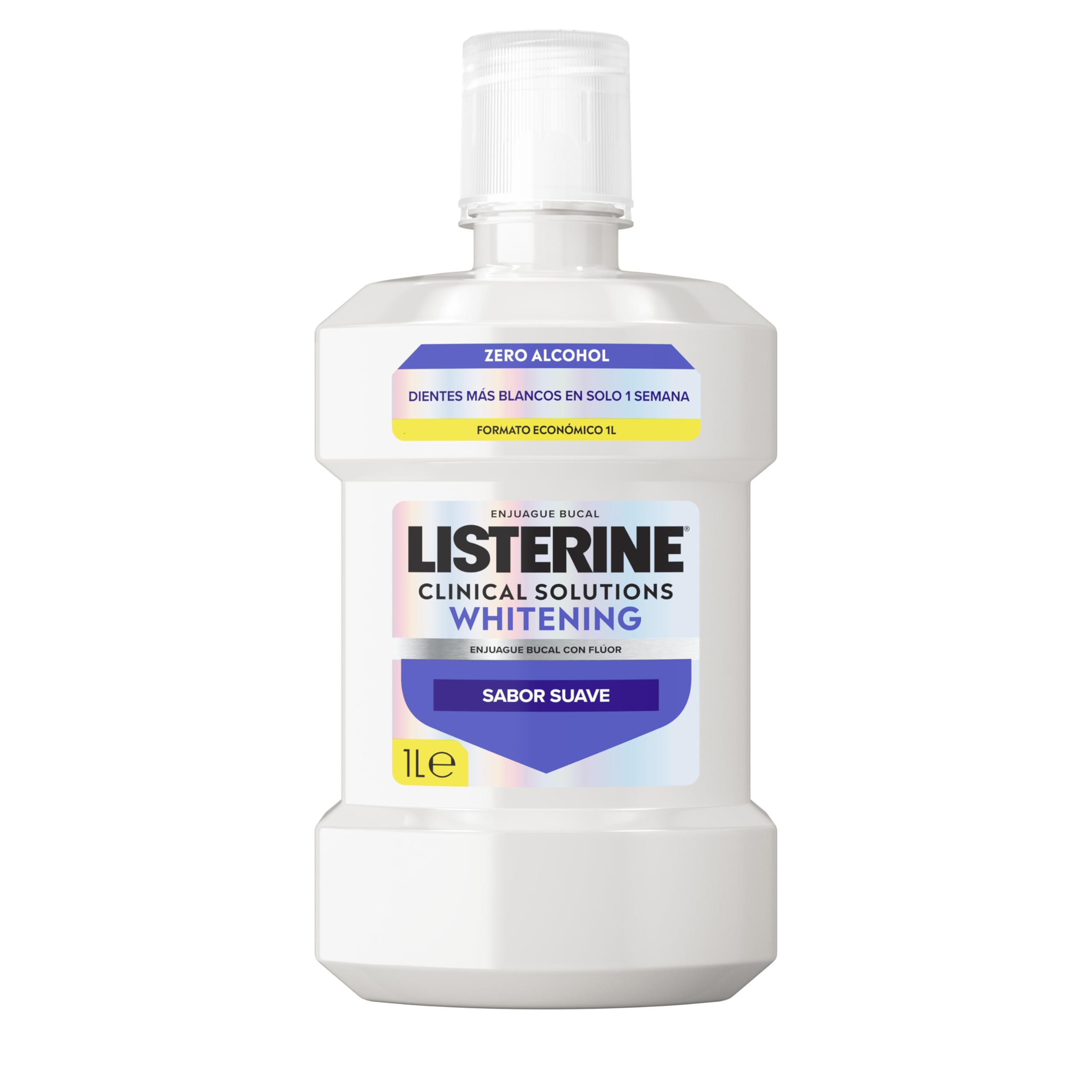 Listerine Advanced White Sabor Suave (1 x 1 L), enjuague bucal formato ahorro 0% alcohol, enjuague bucal sin alcohol, colutorio blanqueador dental para una limpieza óptima con descuento