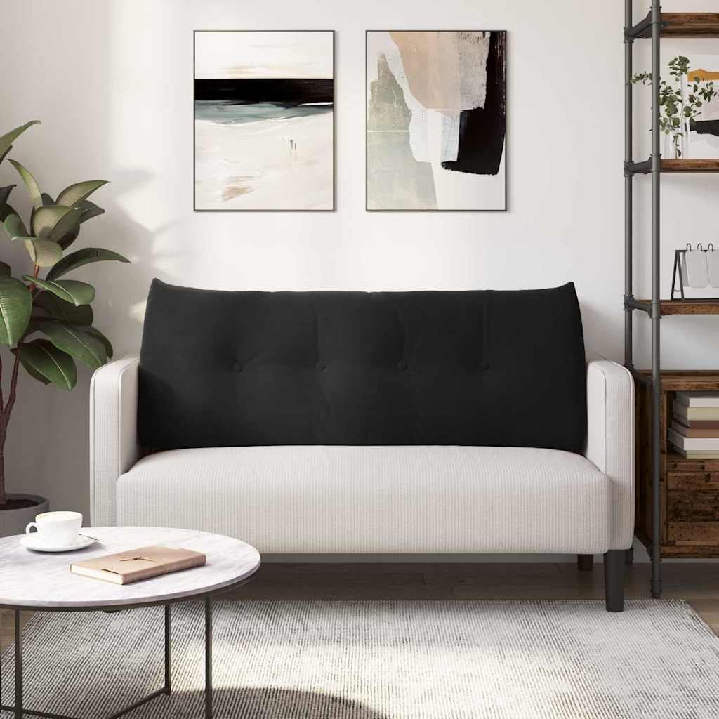 Rückenkissen Schwarz Samt 120 x 24 x 50 cm mit Polyesterfüllung ergonomisch abnehmbar rutschfest für Büro Sofa Bett Reisekissen vielseitig und weich stützend atmungsaktiv