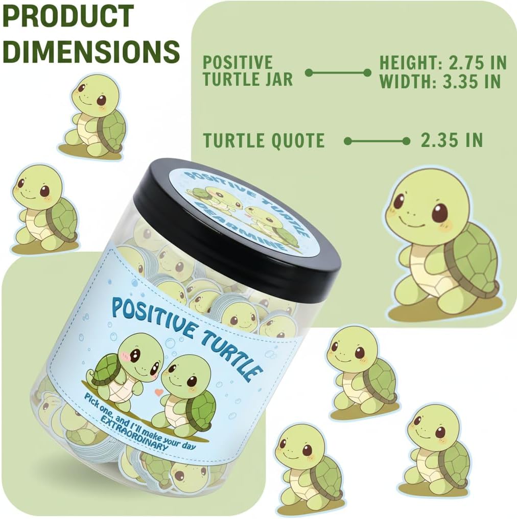 60 Positive Turtle Cards Jar, Emotional Support Affirmation Cards, Sea Turtle Gifts, Turtle Lover Gifts For Women, Teens, Friends, Coworkers, Christmas Turtle Decoration For Home Office - Image 9