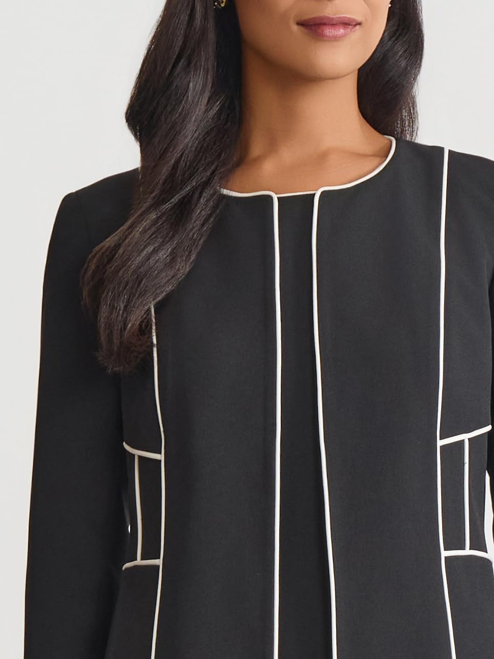 Kasper Womens Open-Front Corded Trim Blazer - Image 5