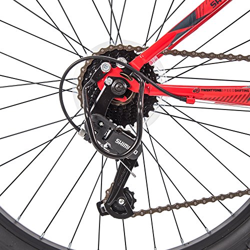 Huffy Stone Mountain Hardtail Mountain Bike, 24 Inch, 21-Speed, Lightweight, Gloss Red (74808)