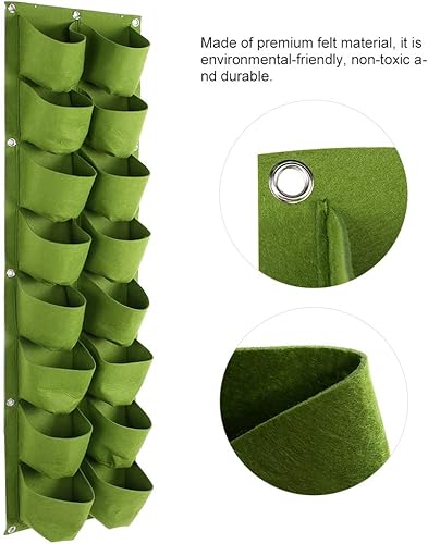 Miniatura 4 de Fdit 16 bolsillos verticales verdes colgantes de pared al aire libre jardín cultivar plantas bolsas maceta contenedor accesorios