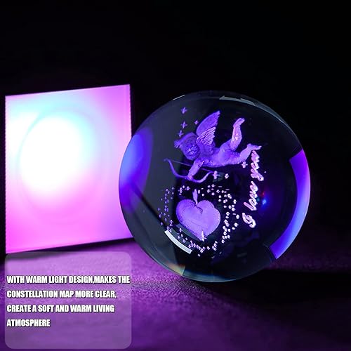 Miniatura 3 de Regalos para mujeres, bola de cristal 3D Cupido K9, luz nocturna creativa, lujosa y hermosa, día de San Valentín, cumpleaños, aniversarios, etc.,