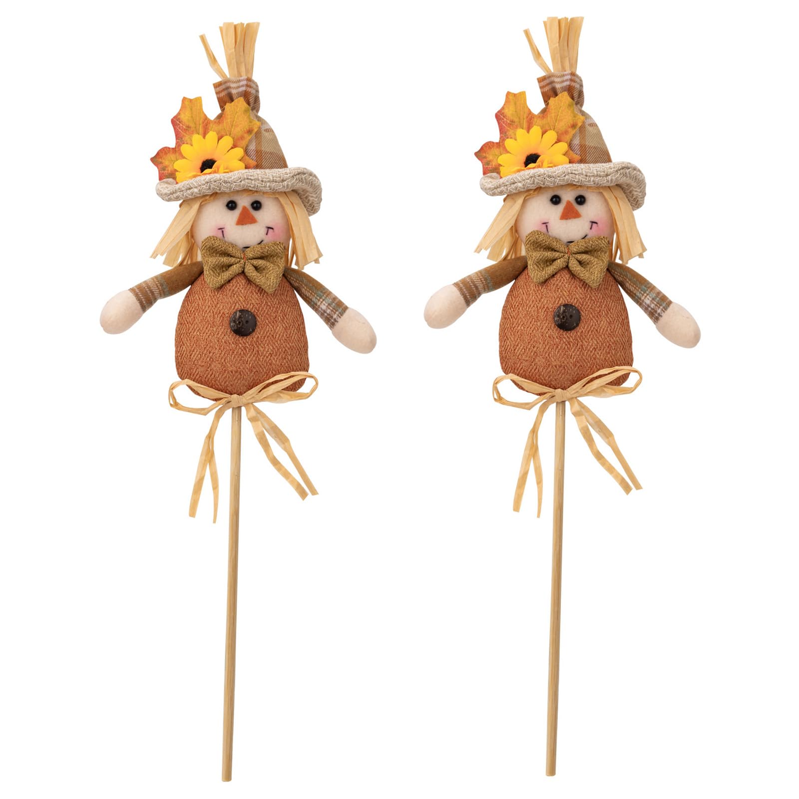 Tsophreniq 2Pcs Scarecrows Wood Stick Figurines Tabletop Statue for Harvest and Thanksgiving Scarecrows Figurines Jewelry Festives Ornament
