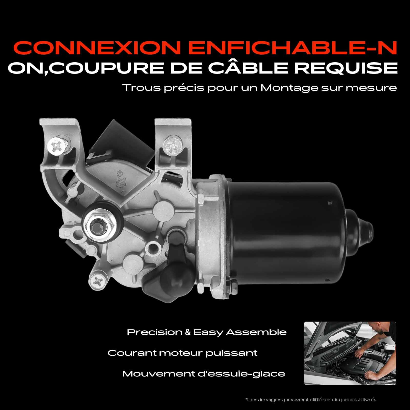 Frankberg Moteur d'essuie-glace, moteur d'essuie-glace de pare-brise, 4
