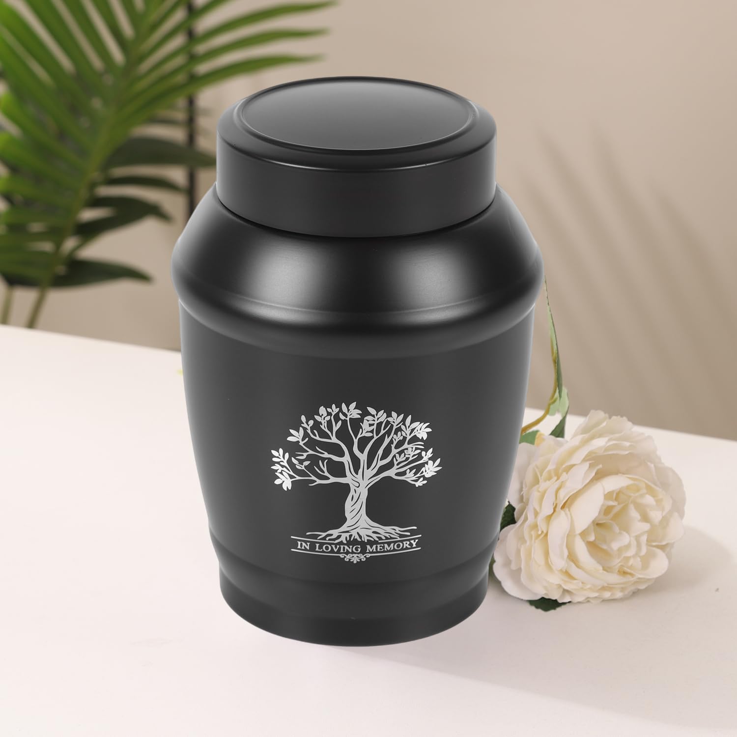 Tree of Life Urnas medianas para cenizas humanas, urnas de tamaño mediano para cenizas adultos, machos y mujeres, urnas pequeñas para cenizas (negro, mediano)