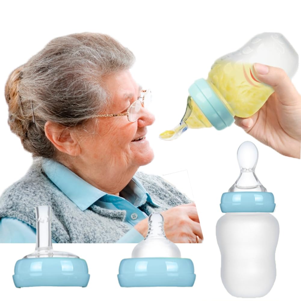 Photo 1 of Drinking Aids Feeding Cup with Three Style Spoon Straw Teat for Disabled Dysphagia Cups for Adults Drink Water Soup Porridge Flow Feeding Bottle 180ml