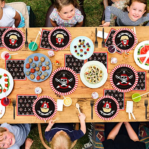 Zoiiwa 96Pcs Pirate Tableware Set Pirate Party Decorations Pirate Ship Bone Dinnerware Supplies For Adult Teens Kids Halloween Decor Party Favor And Disposable Paper Goods,Severs 24 #TOP6