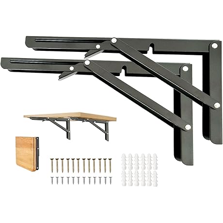 16 Inch Folding Shelf Brackets for Workbench and Dining Table