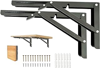 Folding Shelf Brackets, 16 Inch 2 Pcs Heavy Duty Shelf Brackets, Collapsible Brackets for Foldable Shelf, Bench Table, Wall Mounted Folding Table Brackets Space-Saving