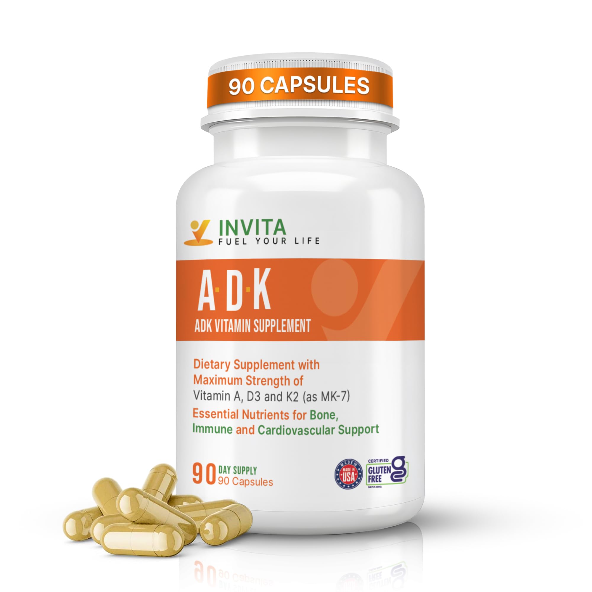 Amazon.com: INVITA, ADK Vitamin Supplement – 90 Capsules – High