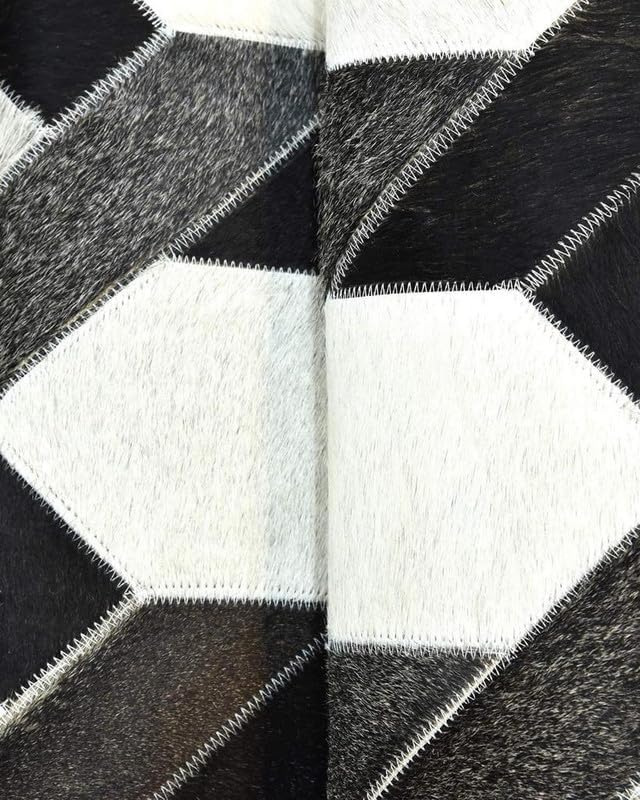 Miniatura 5 de Roland - Alfombra tejida a mano de piel de vaca natural, parche de cuero de trabajo adecuado para interiores, sala de estar, dormitorio, comedor,