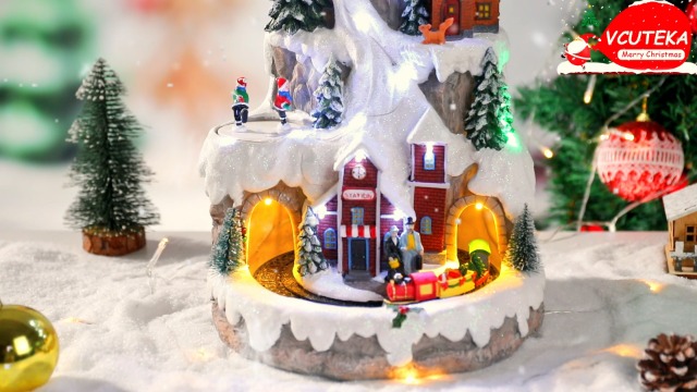 Amazon.com: VCUTEKA Christmas Village, Snowy Mountain with Ski