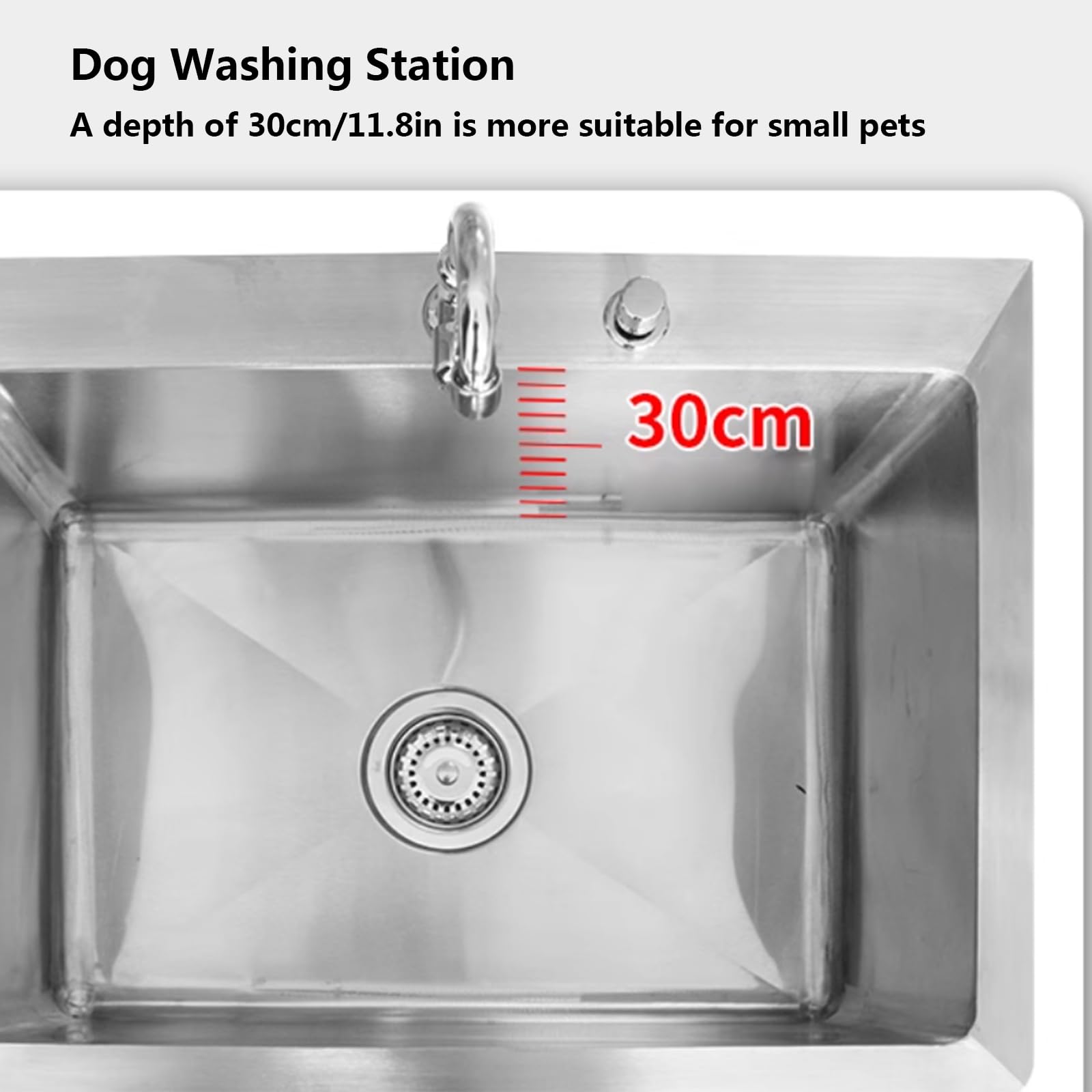 Vasca per Toelettatura per Cani, Vasche da Bagno in Acciaio Inox Portatili, per Animali Domestici di Piccola-Media(60cm/23.6in)