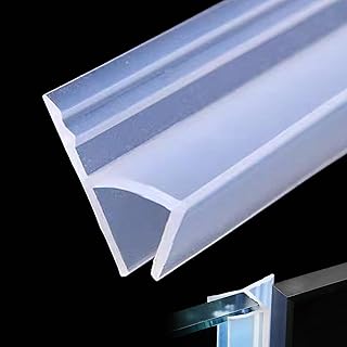 3meters (120") Glass Shower Door Seal Strip Frameless Seal Shower Door Sealing Strips Silicone Rubber Window Seal to Stop Shower Leaks Flexible Weatherproof Seal for Bathroom (H-Type 12mm (1/2")