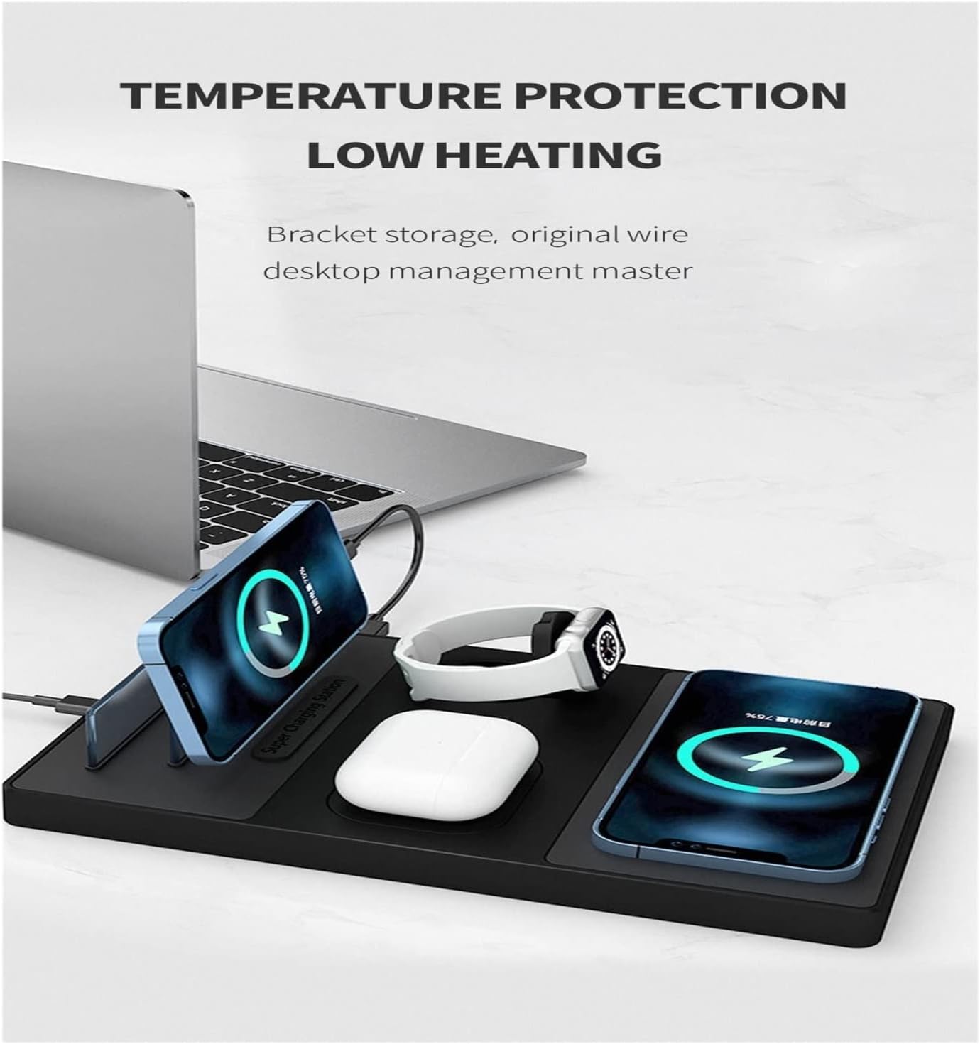 super fast charging station 100w multifunctional wireless charger 4 in 1 fast charging compatible with ipadmobile phonewatchlaptop