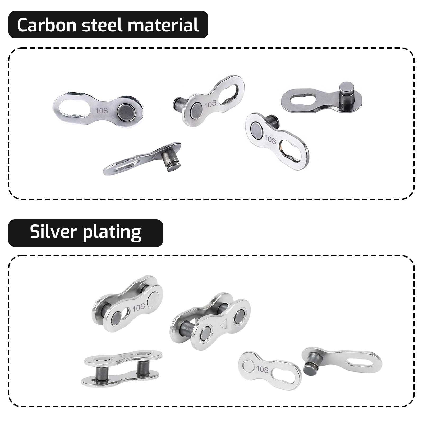 Lot De 10 Maillons Rapides Pour Chaîne 10 Vitesses - Acier Résistance 950 Kgf, Compatible Shimano/SRAM - 5