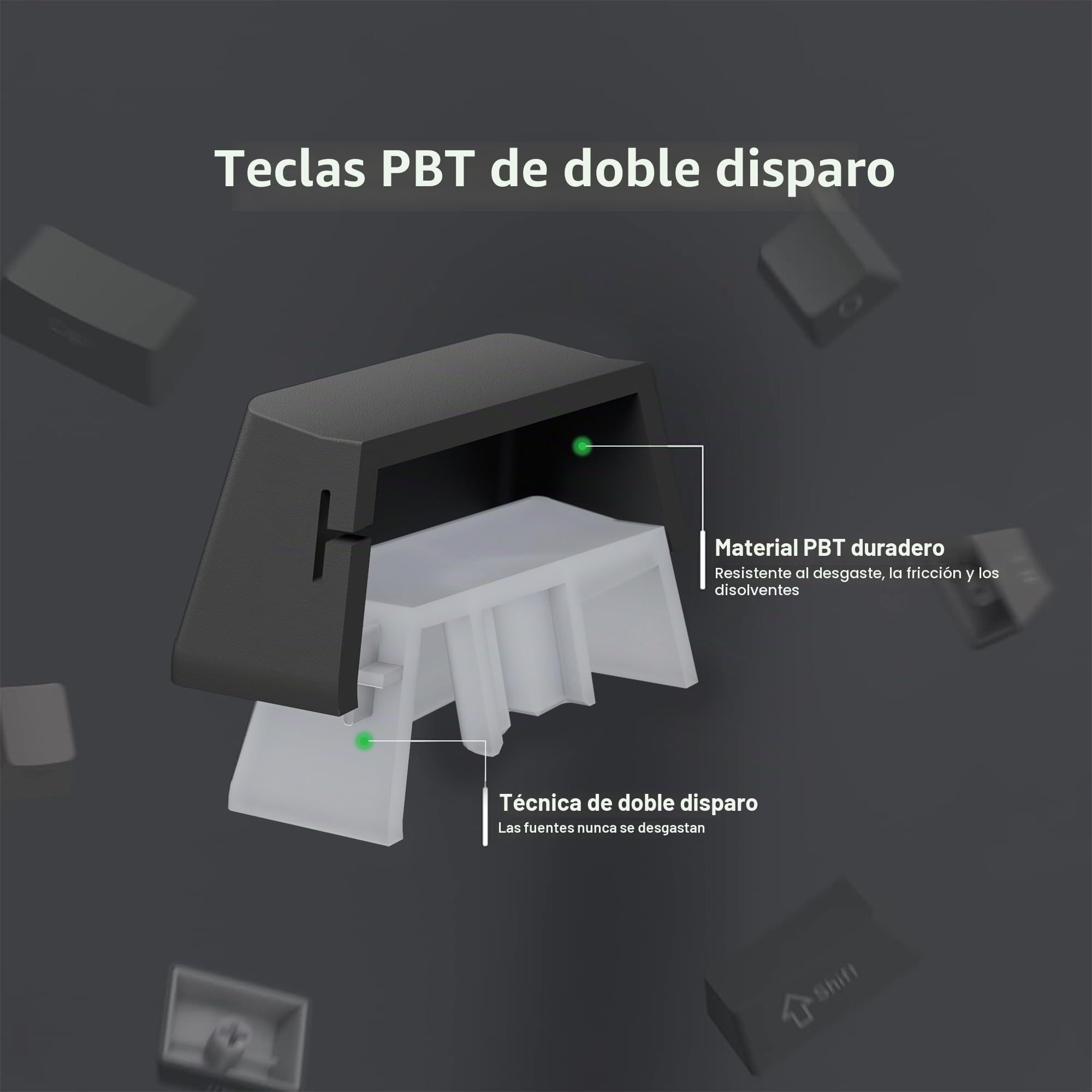SDYZ XVX - Teclas PBT - Juego de Teclas Impresas Laterales, Doble Disparo Brillante a través de Teclas Personalizadas, Teclas Grises degradadas, Perfil OEM, 136 Teclas, Teclado Fantasma de Estilo.