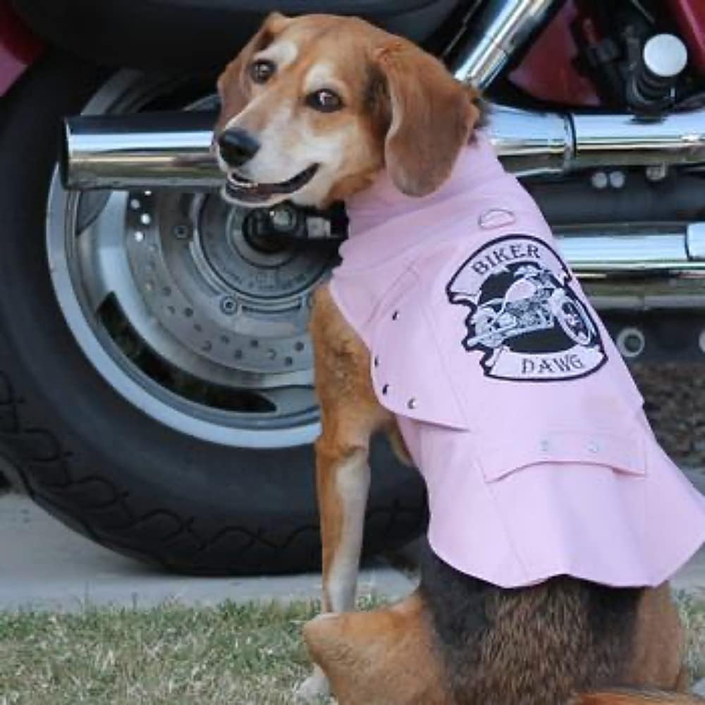 Biker Motorcycle Vest Jacket for Dogs - Faux Leather – Choice of Color and Size – Choose Black or Pink – Variety of Sizes for Pet Dogs (2XL - (Chest 26"- 31" Neck 23"- 26" Back 19"), Pink)