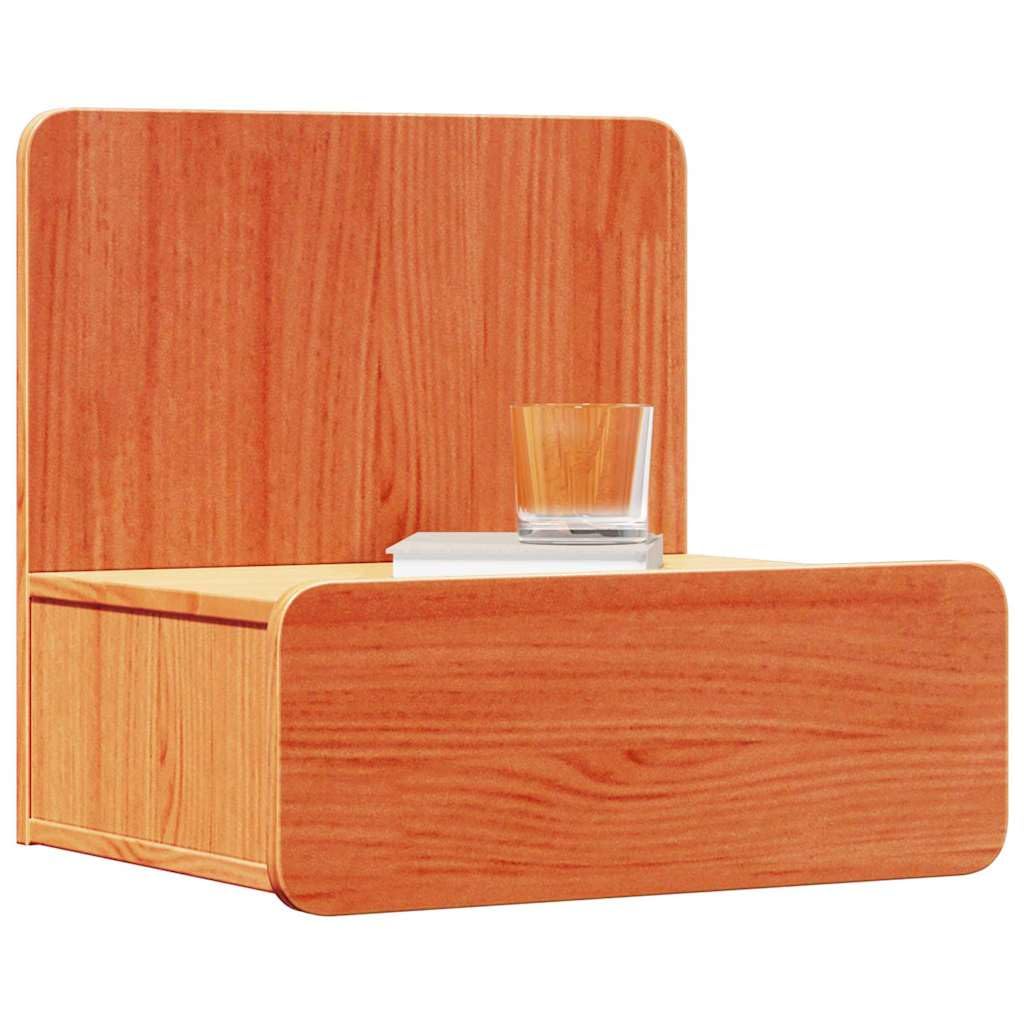 Stolik nocny z litego drewna sosnowego woskowanego brązu, 2 sztuki, 44 x 32,5 x 40 cm, z 2 szufladami, szafka nocna, konsola nocna, stolik pomocniczy, miejsce do przechowywania do sypialni