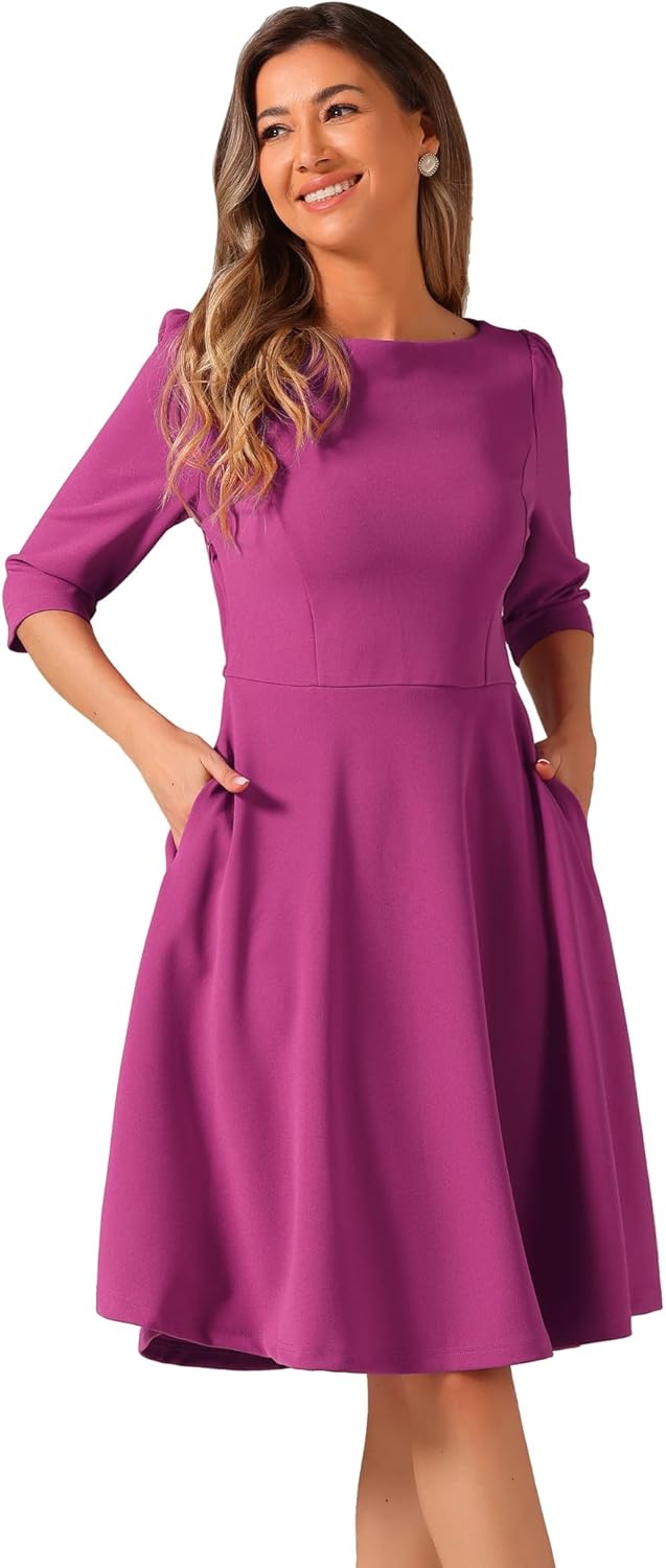 Allegra K - Vestido De Trabajo Sin Mangas Para Mujer, Cuello