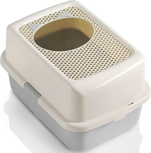 Smart Paws Caja de arena cubierta para gatos – Diseño cerrado con control de olores, sin ensuciar, fácil de limpiar, tamaño grande para varios gatos