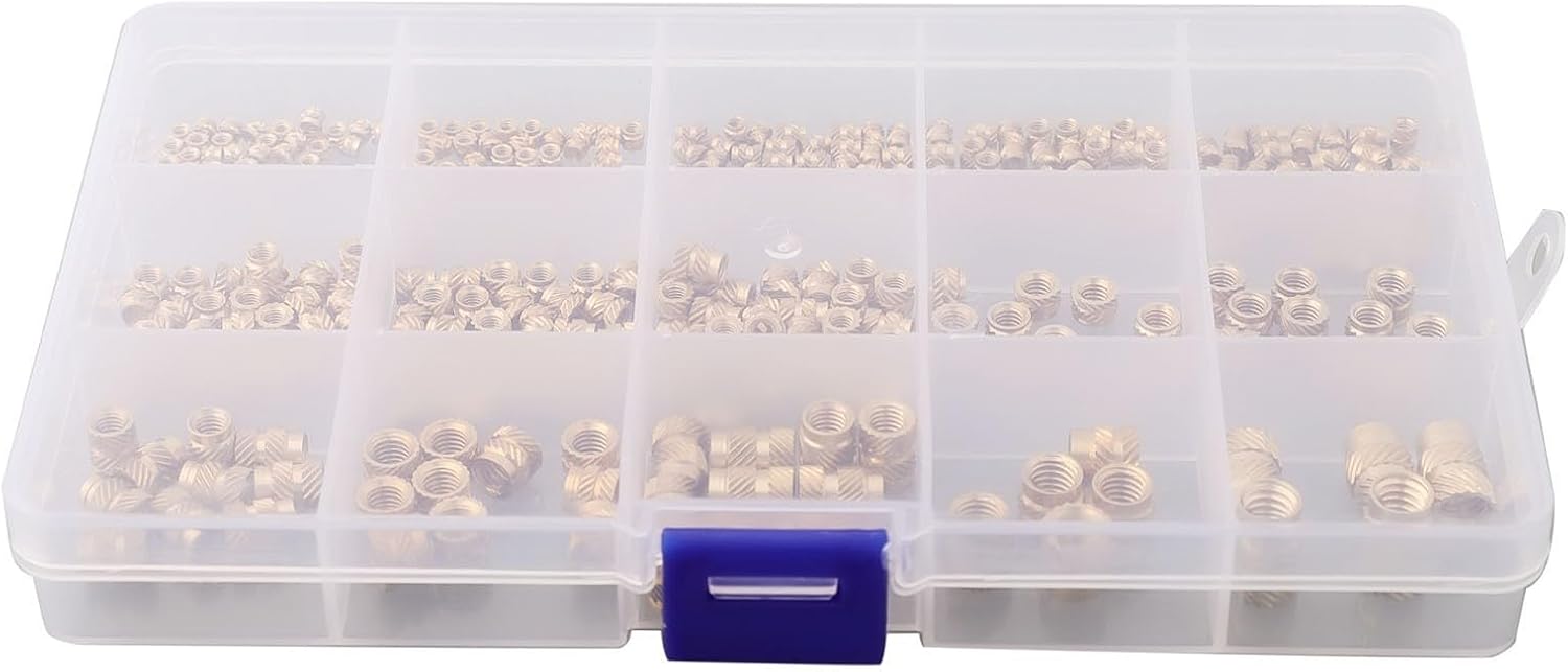 Brass Knurled Threaded Inserts for Plastic Parts – 300 pcs Heat-Press Insert Nuts (M2, M2., M5, M6) for Thermoplastics, 3D Printing & Injection Molding