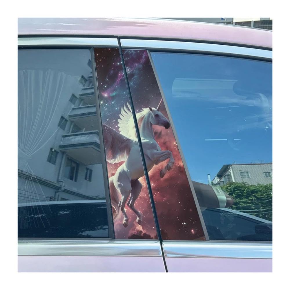 Body Parts 2pcs Drop Pegasus Unicorn Auto B-Pillar Stickers Car Center Column Decoration Decals(B)