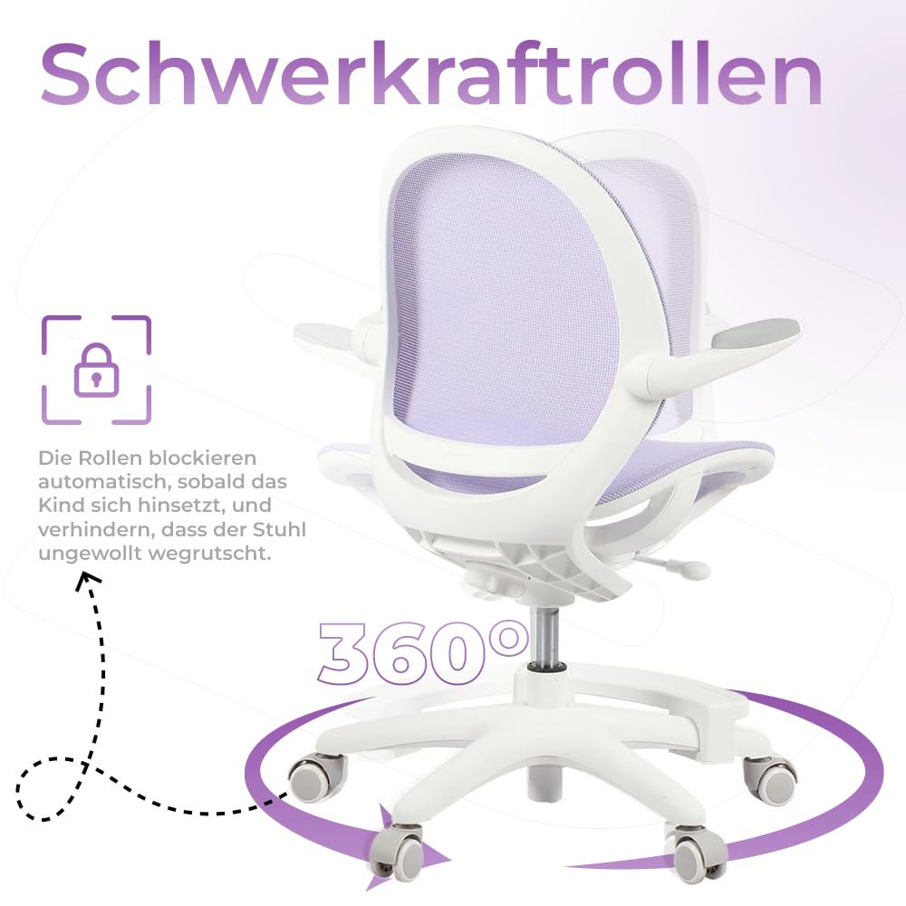 Spacetronik Schreibtischstuhl Kinder - Bürostuhl Kinder mit Fußstütze und Verstellbaren Armlehnen - Ergonomischer Kinderschreibtischstuhl 5-14 Jahre alt - 82,5-90 cm Höhenverstellbarer