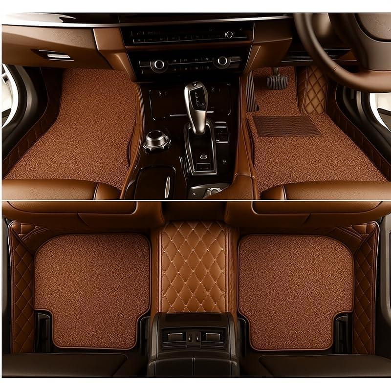 Image of SINEX Premium 7D car mat Full Set for Maruti Suzuki Swift (Model :2018-2025) Luxury Leather Double Car Floor Mat Complete Set || 100% Waterproof and Washable Color :Coffee