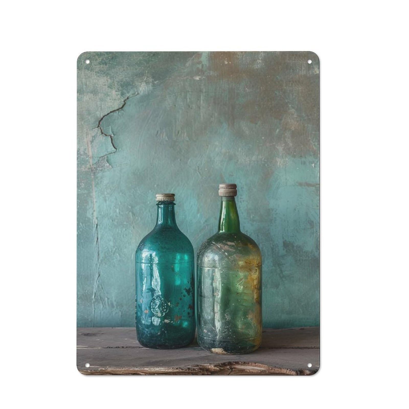 Junmoney Photo Art Bottles I Tin Wall Sign, Bright Printed Design, For Dining Room, Entrance, Cafe Or Christmas Corner, 40X30cm