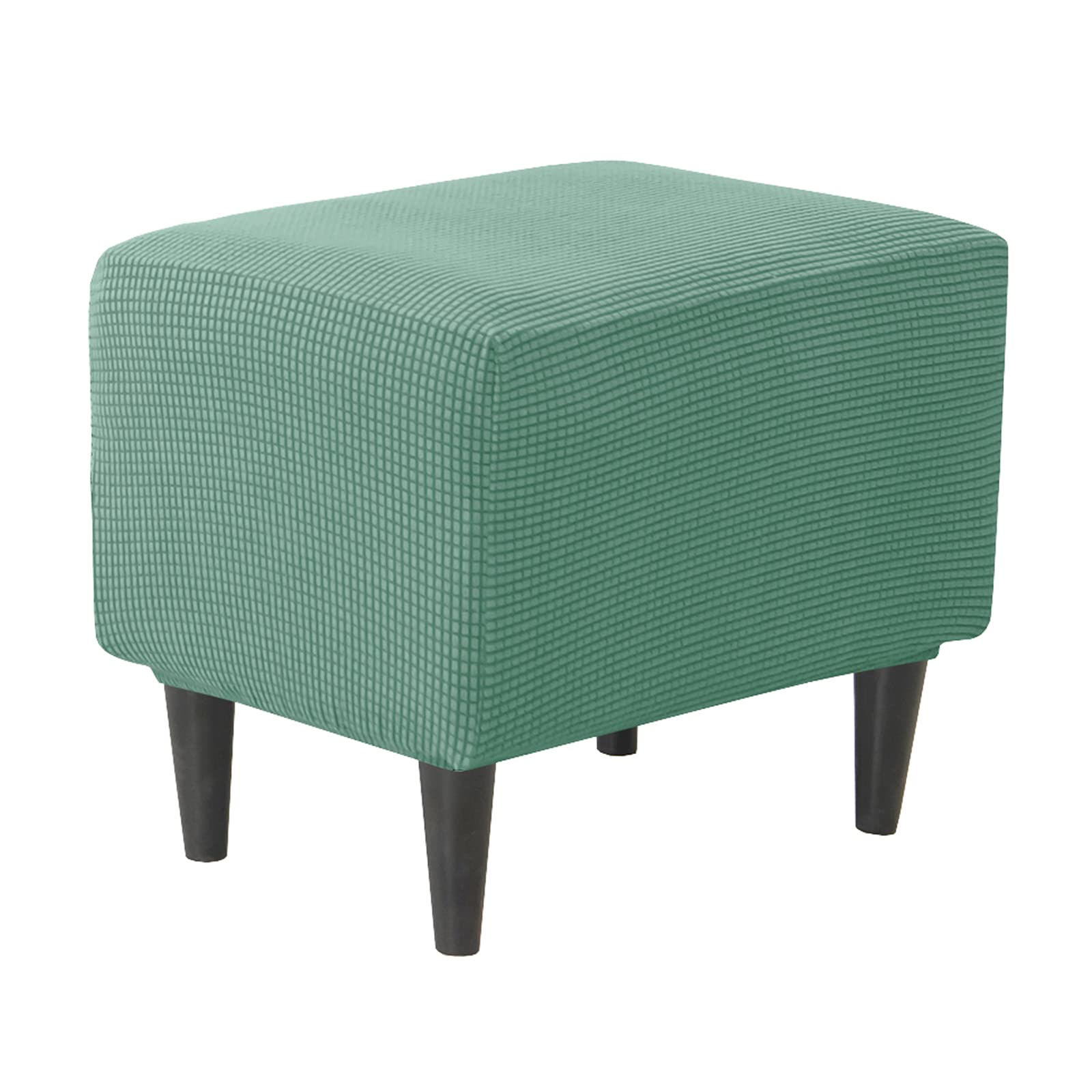 JHLD Rectangle Stretch Ottoman Cover, Ottoman Slipcovers Elastic Footstool Protector Covers Jacquard Storage Ottoman Slipcover Square With Elastic Bottom For cats dogs -green-small