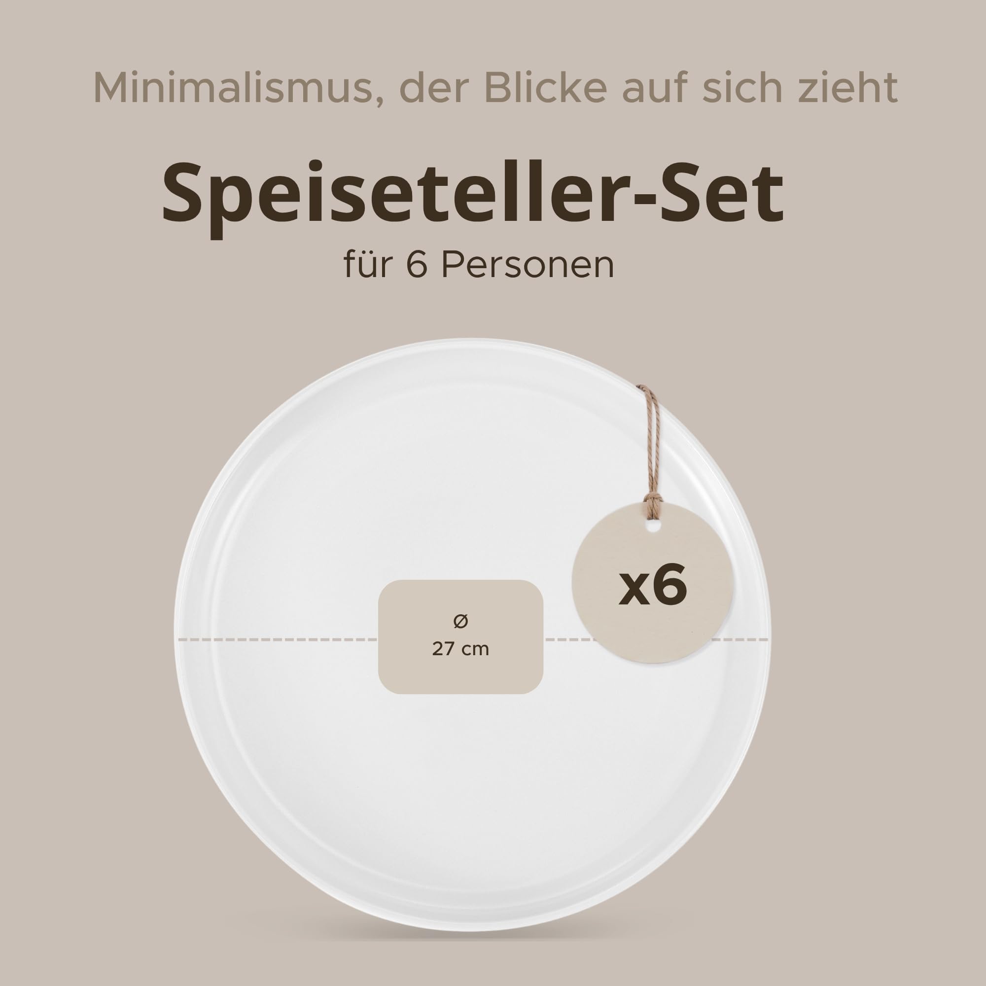 konsimo. VICTO Assiettes Plates pour 6 Personnes - Lot de 6 Assiettes - Passe au Lave-vaisselle - Passe au Micro-ondes - Service Assiette Ceramique - Grande Assiette Plate - 27 cm - Bianco