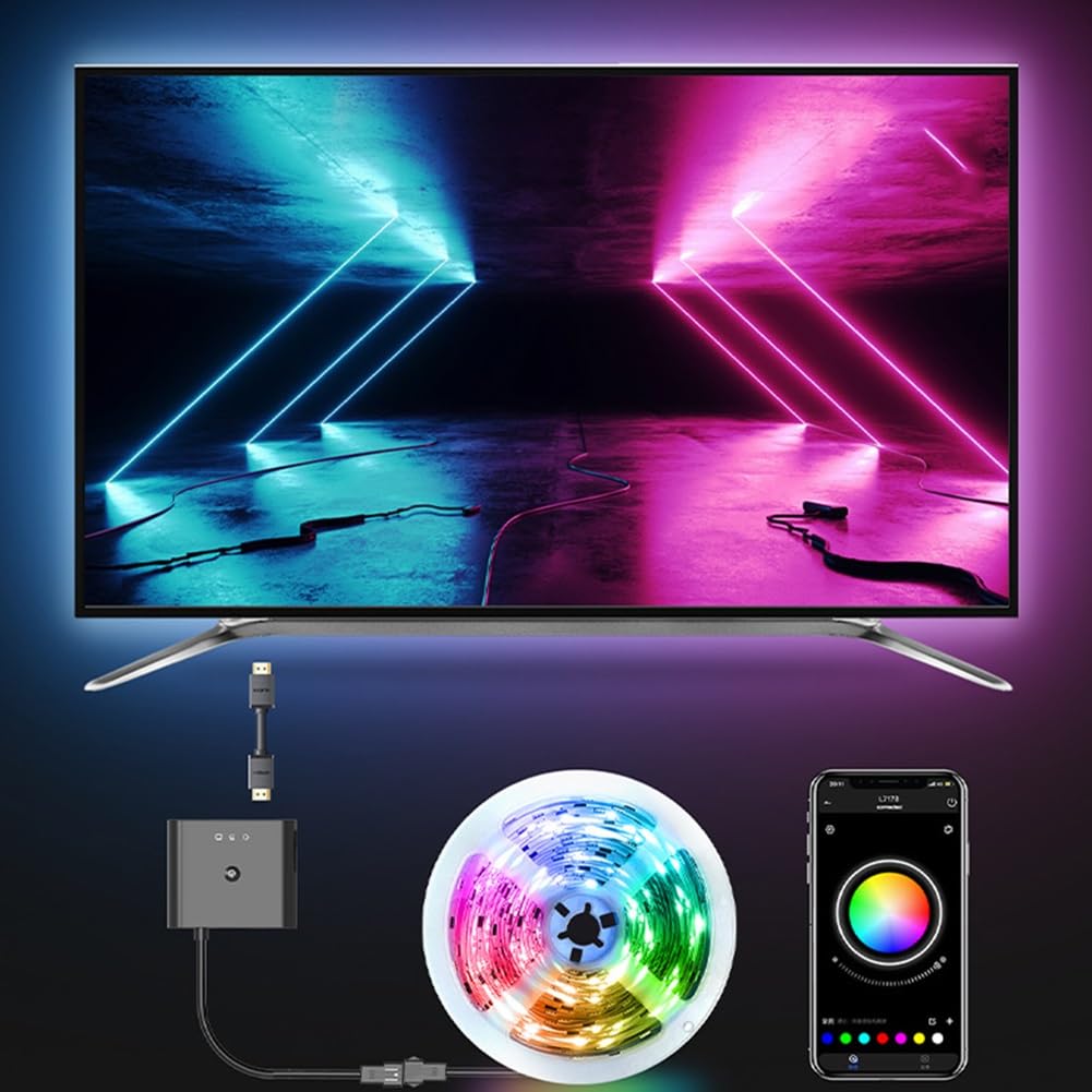 Luces Led USB TV Cambio De Color Retroiluminación Sincronizada Control Inteligente Barra De Luces RGB Multicolor con Sincronización De Luz Y Sonido Fuente De Luz Ambiental HDMI